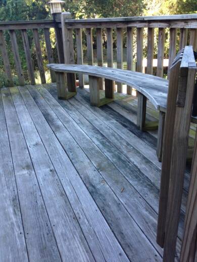 The floor, railing and bench of this deck looked dull and dirty before Pals showed up