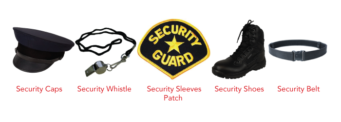 Security Caps, Whistle, Patch, Shoes, Belt