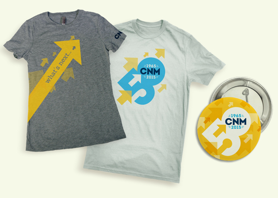 CNM 50th Anniversary t-shirt and pin design