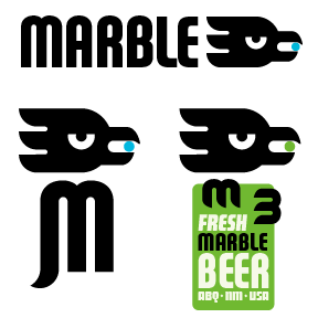 Marble Brewery logo variations., Albuquerque, NM