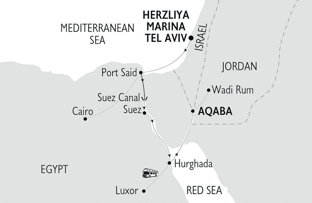 Israel, Jordan and Egypt Cruise Map
