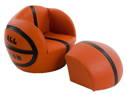 ספה בצורת כדורסל לילדים צבע כתום מזכיר את צבעי כדור כתום אמיתי