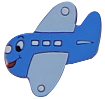ידית עץ צורה של  מטוס בצבע  כחול תכלת לארון ילדים