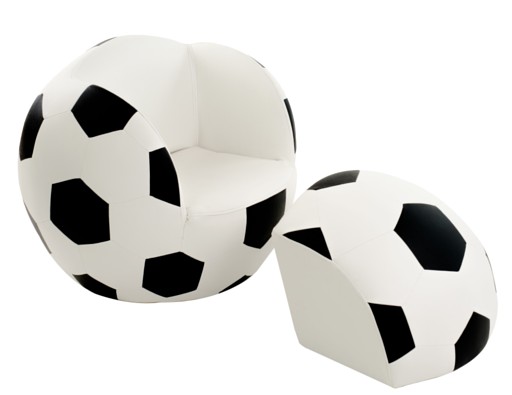 ספה בצורת כדורגל לילדים צבע שחור לבן