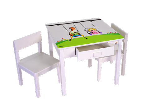 שולחן וכסאות לילדים עם שתי מגירות דגם ציור גיאצ'וק, פינת יצירה מושלמת לילד רק 499 ש