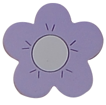ידית עץ צורה של  פרח בצבע  סגול עם עיגול בצבע לבן לארון ילדים