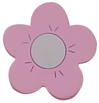 ידית עץ צורה של  פרח בצבע  ורוד עם עיגול בצבע לבן לארון ילדים