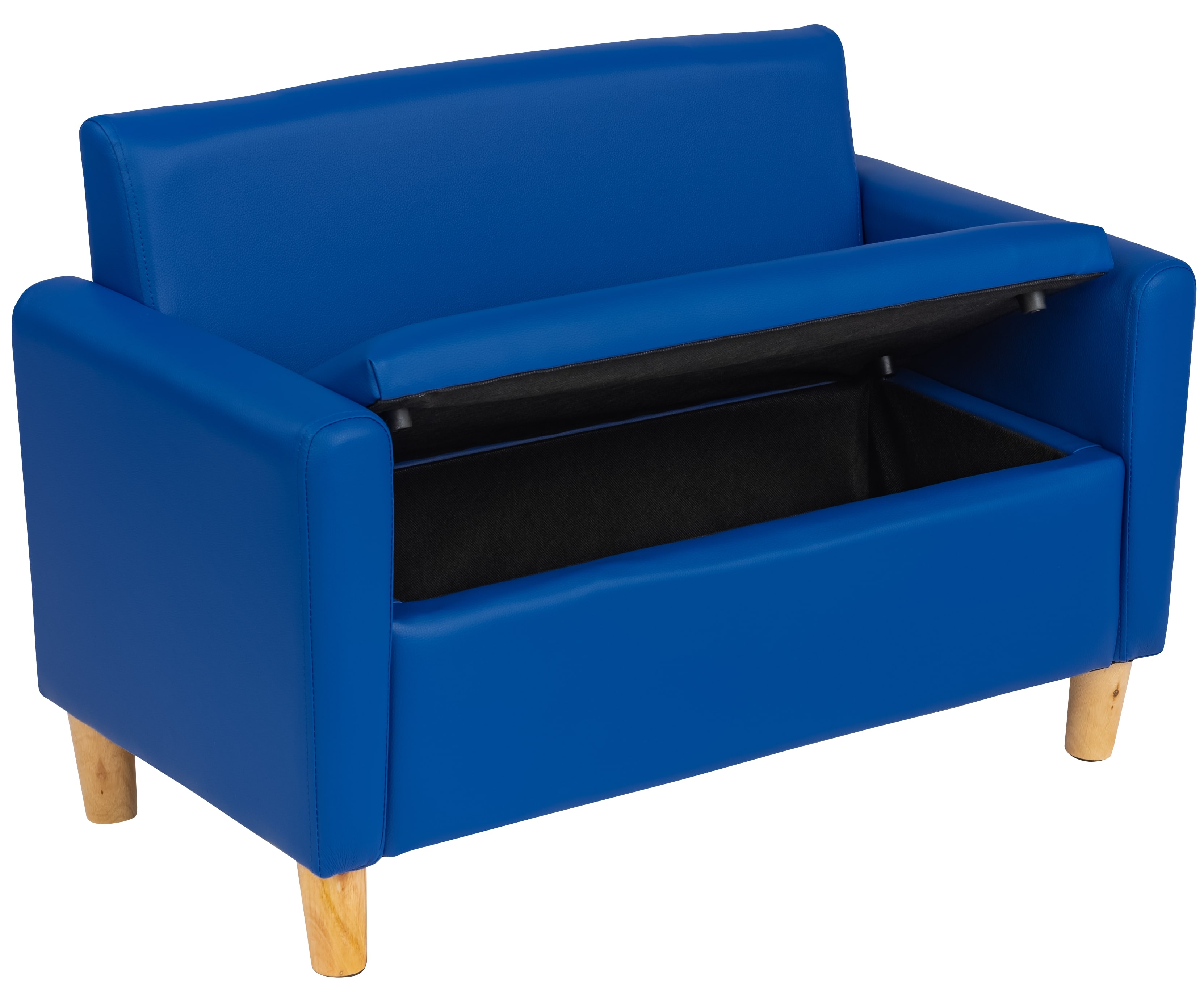 כורסא עם מקום לאיחסון בצבע כחול לחדר ילדים