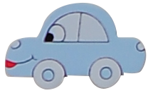 ידית עץ צורה של  מכונית בצבע  תכלת לבן לארון ילדים